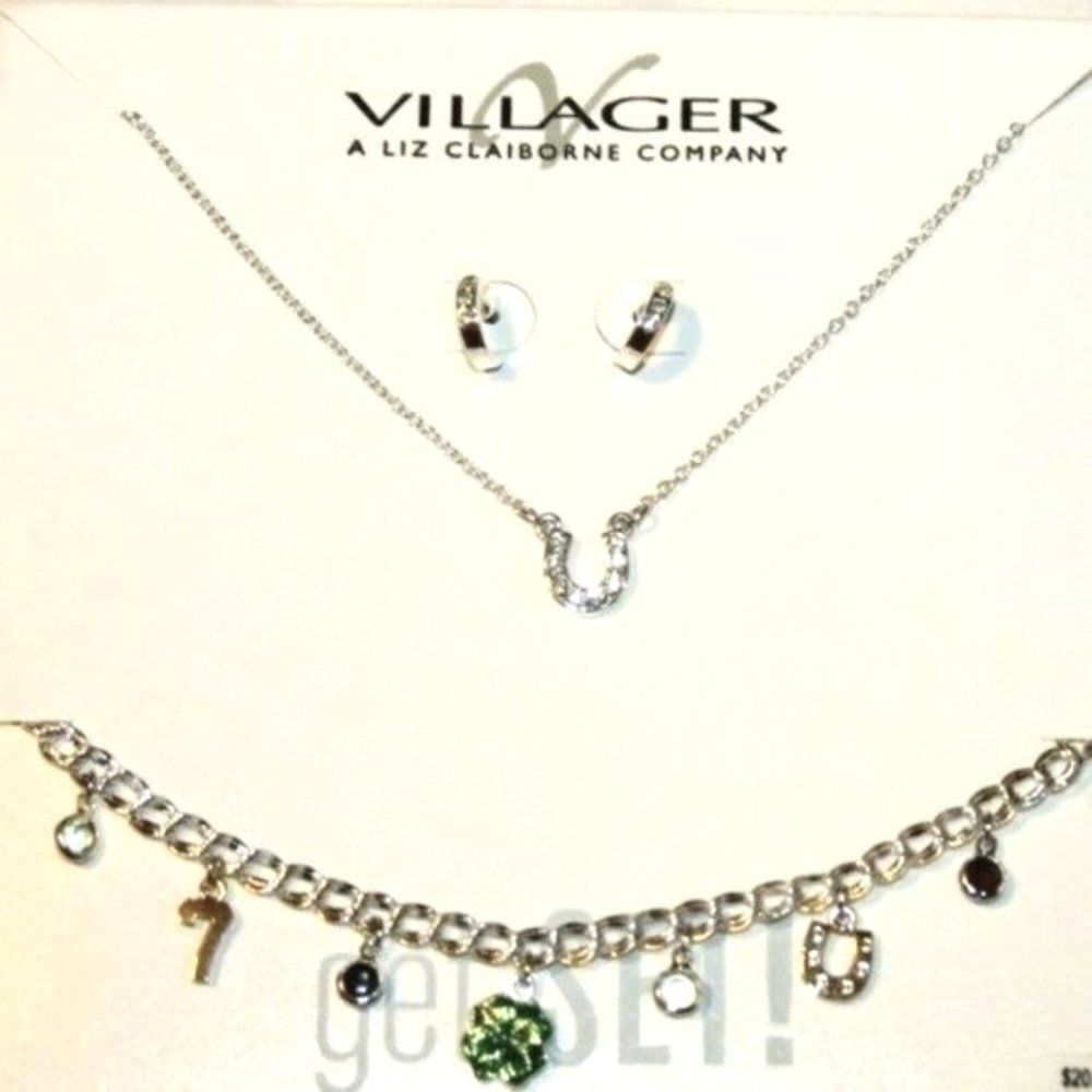 Liz Claiborne Villager Lucky Things Necklace Bracelet & Earring Set